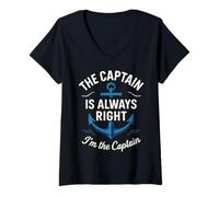Femme The Captain Is Always Right, I'm the Captain, Funny Nautical T-Shirt avec Col en V