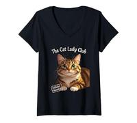 Femme The Cat Lady Club Cozy Tabby T-Shirt avec Col en V