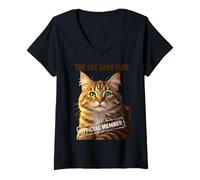Femme The Cat Lady Club Tabby T-Shirt avec Col en V