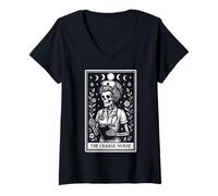 Femme The Charge Nurse Carte de Tarot Squelette Lune sorcière T-Shirt avec Col en V