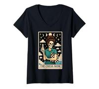 Femme The Chess Mom Mama, Joueur d'échecs Master, Tarot de la fête des mères T-Shirt avec Col en V