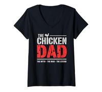 Femme The Chicken Dad The Myth The Man The Legend Funny Voltry T-Shirt avec Col en V