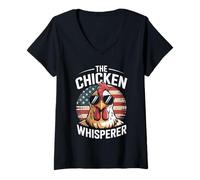 Femme The Chicken Whisperer Retro | Funny Vintage Chicken Farmer T-Shirt avec Col en V