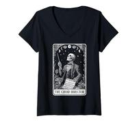 Femme The Choir Director Carte de Tarot Squelette Chorister Lune sorcière T-Shirt avec Col en V