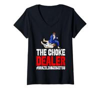 Femme The Choke Dealer Arts Martiaux de jiu-Jitsu brésilien T-Shirt avec Col en V