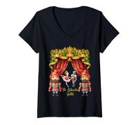 Femme The Christmas Casse-Noisette Ballet en Bois Prince et Princesse T-Shirt avec Col en V