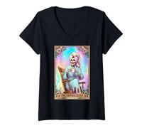 Femme The Coffee Lover Carte de tarot pour femme Latte Espresso Ice Coffee T-Shirt avec Col en V