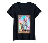 Femme The Coffee Lover Carte de tarot pour femme T-Shirt avec Col en V