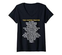 Femme The Coffee Prayer - Parodie drôle de caféine et Barista T-Shirt avec Col en V