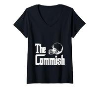 Femme The Commish - American Football Team Sport USA Commissaire T-Shirt avec Col en V