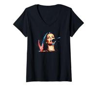 Femme The Corrs Live Sharon Corr Chante dans Blue Era 2001 T-Shirt avec Col en V