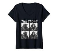 Femme The Crows Rockers Funny Animals Rock Music Emo Punk Band T-Shirt avec Col en V