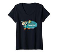 Femme The Cuphead Show ! Mugman Im Feelin a Little... Dangerous T-Shirt avec Col en V, Noir, XXL