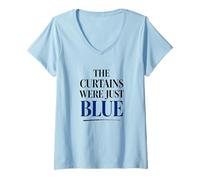 Femme The Curtains Were Just Blue Humour littéraire Professeur d'anglais T-Shirt avec Col en V