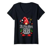 Femme The Davies Gnomes - Réunion annuelle de Famille Noël 2025 T-Shirt avec Col en V