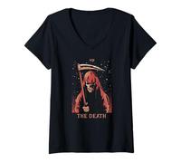 Femme The Death Carte de Tarot XIII Halloween 13 Transform Meme T-Shirt avec Col en V