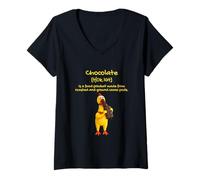 Femme The Definition of Chocolat with Funny Yellow Rubber Chicken T-Shirt avec Col en V