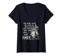 Femme The Devil Saw Me with My Head Down Thought He'd Won Knights T-Shirt avec Col en V