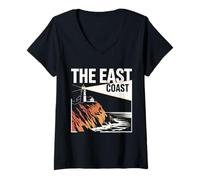 Femme The East Coast Lighthouse Falaise Ocean Scenic View T-Shirt avec Col en V
