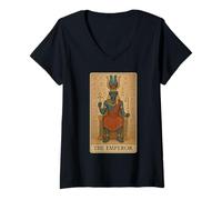 Femme The Emperor Amon Carte de Tarot rétro Dieu égyptien T-Shirt avec Col en V