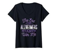 Femme The End of Alzheimer's Starts with ME Violet Meme T-Shirt avec Col en V