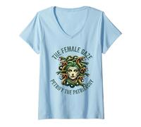 Femme the female look petrify the patriarchy medusa Feminisit T-Shirt avec Col en V