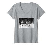 Femme The Fight Muhammad Ali Joe Frazier Lands Crochet Gauche Boxe T-Shirt avec Col en V