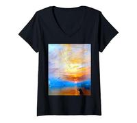 Femme The Fighting Temeraire, paysage romantique de J. M. W. Turner T-Shirt avec Col en V