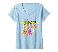 Femme The Flintstones Dino Raising The Kids T-Shirt avec Col en V