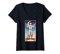 Femme The Fool Clown Tarot Cosmic Dreamscape T-Shirt avec Col en V