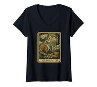 Femme The Forager Tarot Card Foraging Morille Graphic T-Shirt avec Col en V