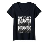 Femme The Foxes Musicians Funny Animals Rock Music Emo Punk Band T-Shirt avec Col en V