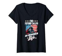 Femme The Future Called an I Answered in Style T-Shirt avec Col en V