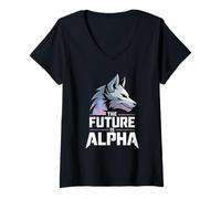 Femme The Future is Alpha Wolf Meme Fearless Alpha Sigma Loup-Garou T-Shirt avec Col en V