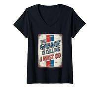 Femme The Garage Is Calling I Must Go T-Shirt avec Col en V