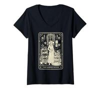 Femme The Garden Witch Carte de Tarot Motif botaniste Occulte T-Shirt avec Col en V