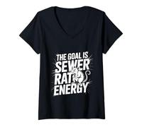 Femme The Goal is Sewer Rat Energy Mème chaotique - T-Shirt avec Col en V