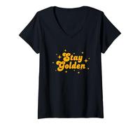 Femme The Golden Girls Stay Golden Sparkles Logo T-Shirt avec Col en V