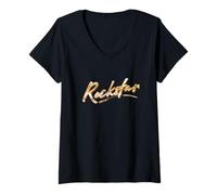 Femme The Golden Rockstar Future Rock Star Gold Tee Garçon & Fille T-Shirt avec Col en V