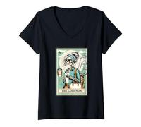 Femme The Golf Mom Skeleton Golfeur Spooky Season Halloween T-Shirt avec Col en V