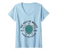 Femme The Golfe of Mexico Turtle and Resist T-Shirt avec Col en V
