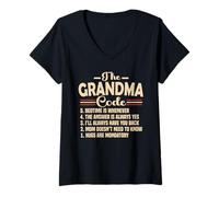 Femme The Grandma Code Fun Rules Funny Grandma Grandma Grandchildren Joke T-Shirt avec Col en V