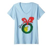 Femme The Grinch Xmas Naughty Cheeky Hello Merry Christmas Classic T-Shirt avec Col en V