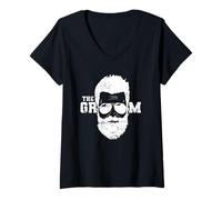 Femme The Groom Beard Bachelor T-Shirt avec Col en V