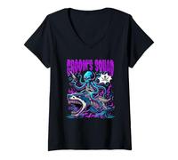 Femme The Groom Squat Fournitures pour enterrement de vie de jeune fille Fête Mariage Pirate T-Shirt avec Col en V