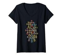 Femme The Heart Diamond Color Cross T-Shirt avec Col en V