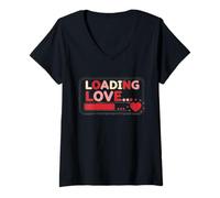 Femme The Heart-Drive is Loading Sarcasm Valentine Days T-Shirt avec Col en V