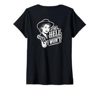 Femme The Hell I Won't Funny Cowgirl Country Western Rodeos Retro T-Shirt avec Col en V