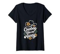 Femme The Hell I Won't Funny Cowgirl Country Western Rodeos Retro T-Shirt avec Col en V