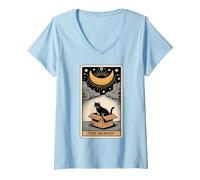 Femme The Hermit Tarot Card in Box Mystic Funny Cat in Box T-Shirt avec Col en V
